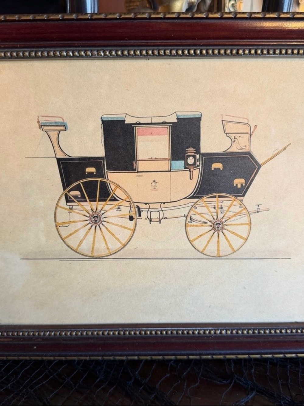 Vintage Antique Framed Carriage Victorian Illustration